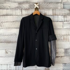 Jean Paul Gaultier size 6 black blazer with leather sleeves